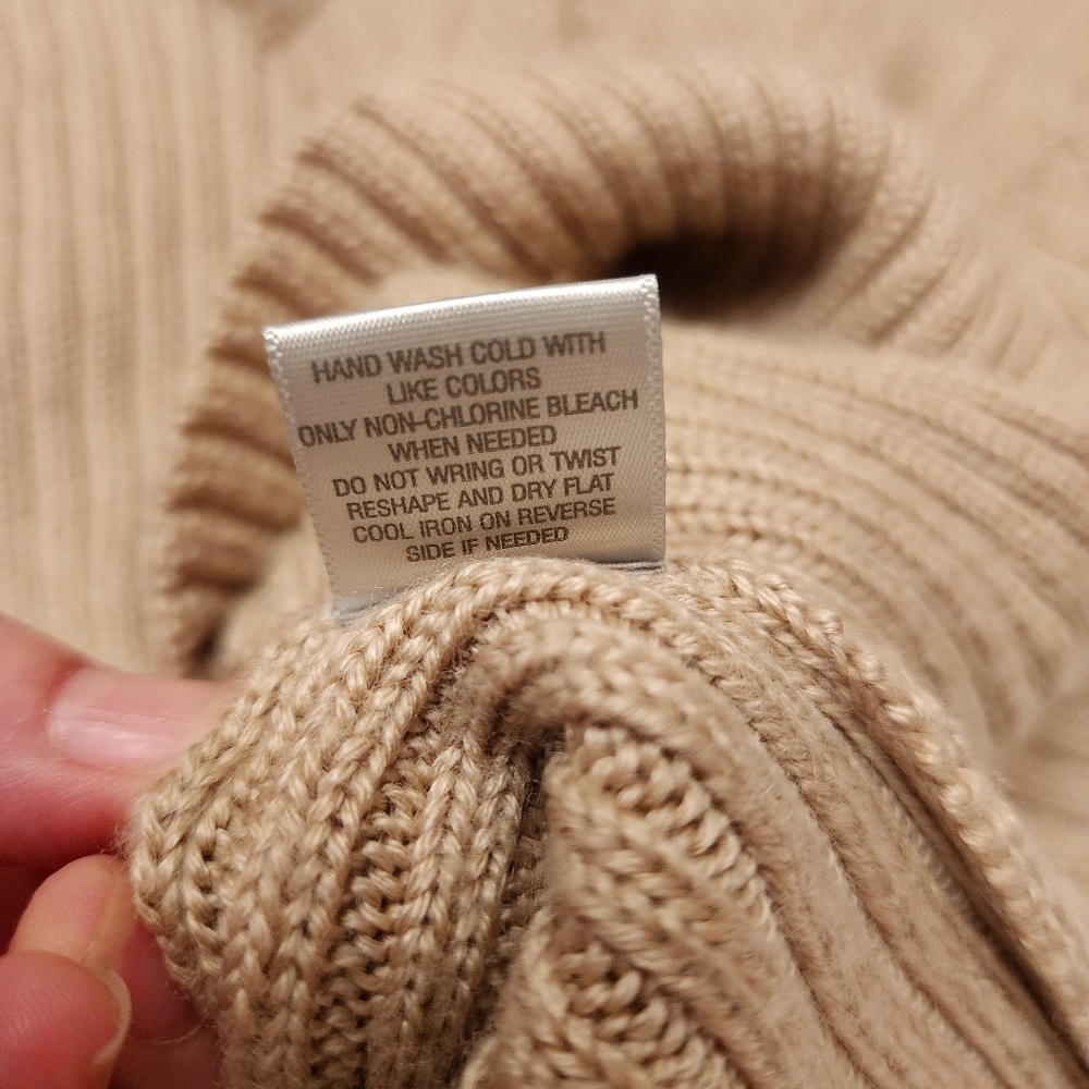 Tan Pullover Turtleneck Half Sleeve Sweater Size 14 - Picture 13 of 14